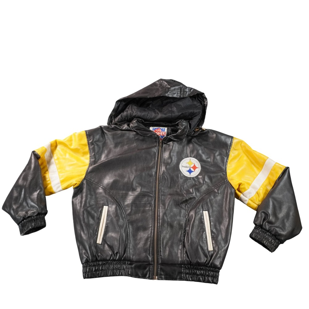 Game Day Pittsburgh Steelers Jacket Mens Medium Black Yellow Hooded Vintage NFL